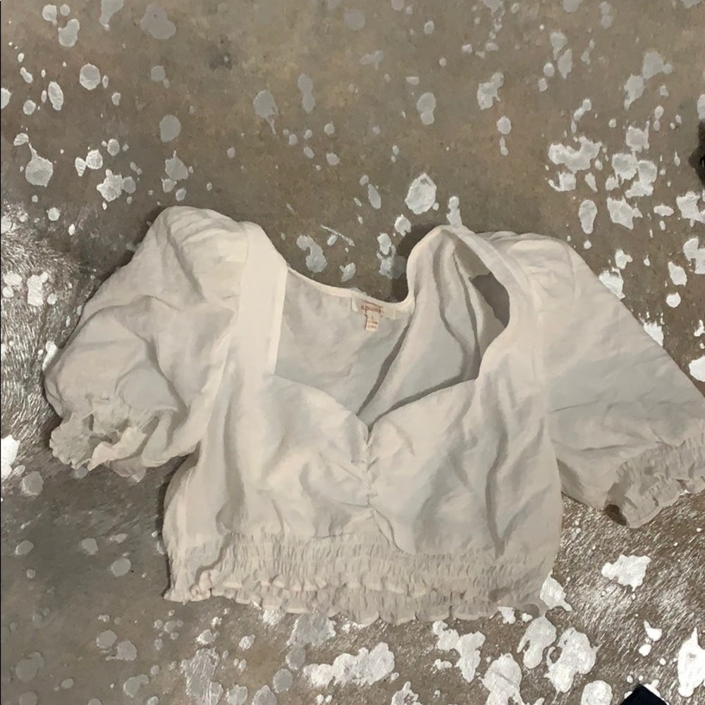 NWOT white puff sleeve crop top